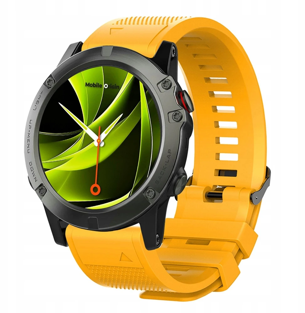 Mobile Origin Lengvai keičiamas Quick Fit dirželis, skirtas Garmin ES1, 20 mm, geltonas