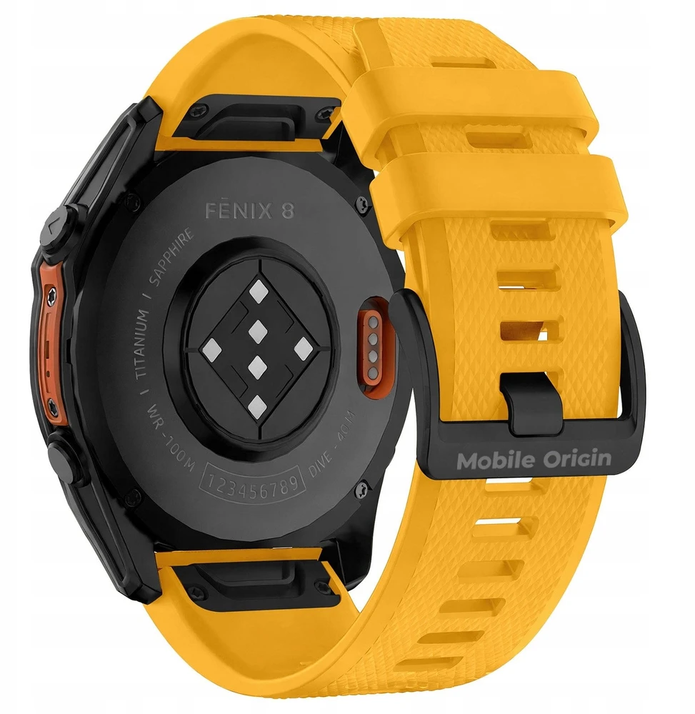 Mobile Origin Lengvai keičiamas Quick Fit dirželis, skirtas Garmin ES1, 20 mm, geltonas