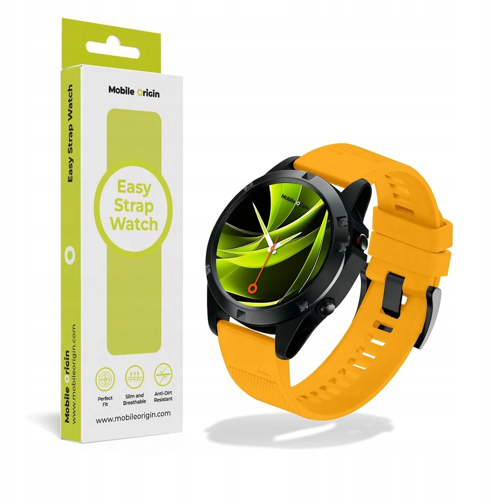 Mobile Origin Lengvai keičiamas Quick Fit dirželis, skirtas Garmin ES1, 20 mm, geltonas
