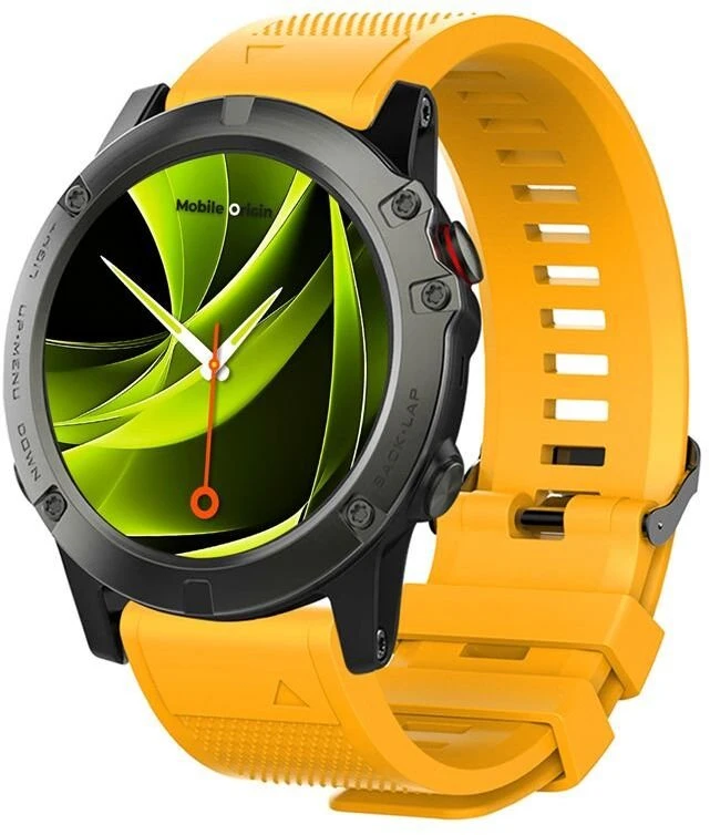Mobile Origin lengvai keičiamas Quick Fit dirželis, skirtas Garmin ES1, 26 mm, geltonas