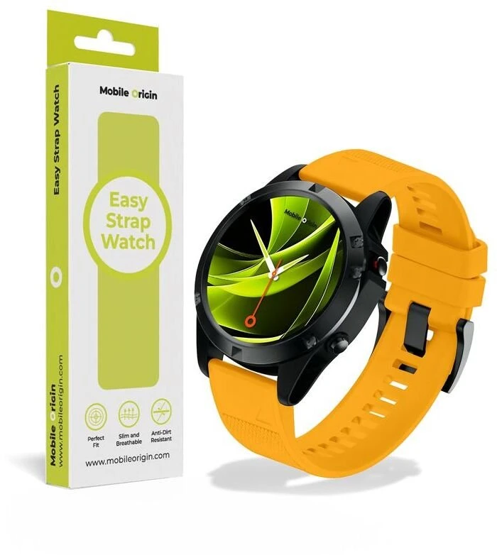 Mobile Origin lengvai keičiamas Quick Fit dirželis, skirtas Garmin ES1, 26 mm, geltonas