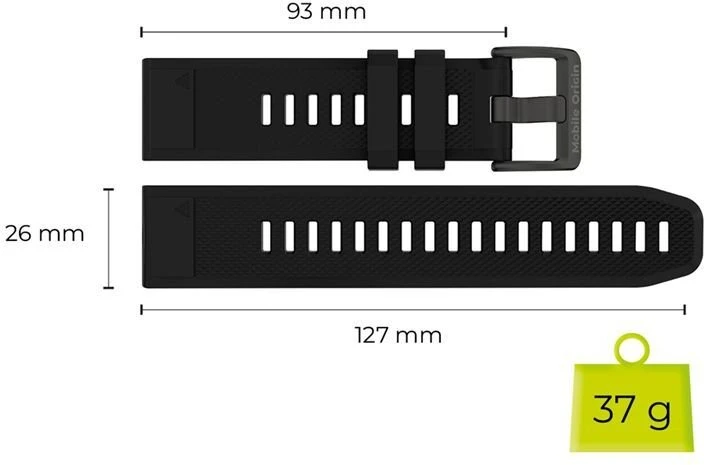Mobile Origin Patogus greito tvirtinimo dirželis, skirtas Garmin ES1, 26 mm, juodas