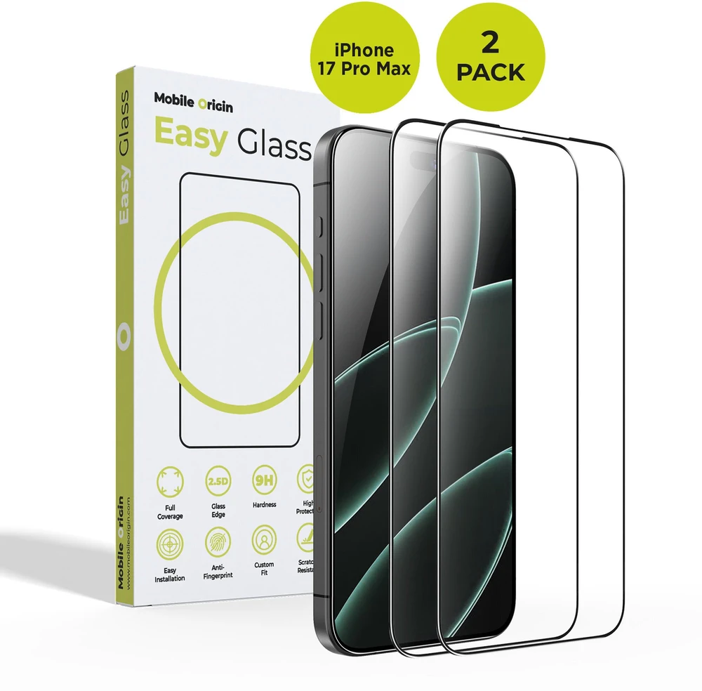 Mobile Origin „EasyGlass“ „iPhone 17 Pro Max“, 2 vnt. pakuotė