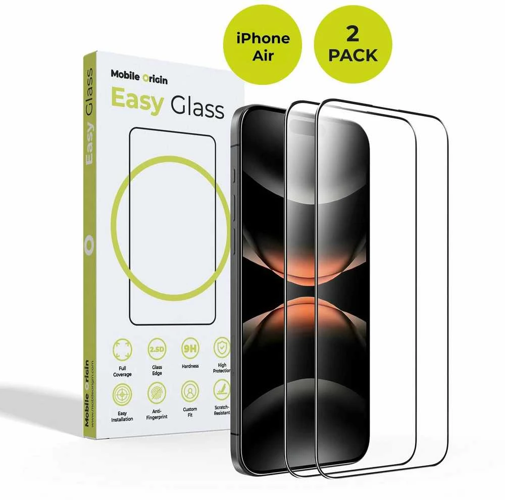 „Mobile Origin EasyGlass iPhone Air“, 2 vnt. pakuotė