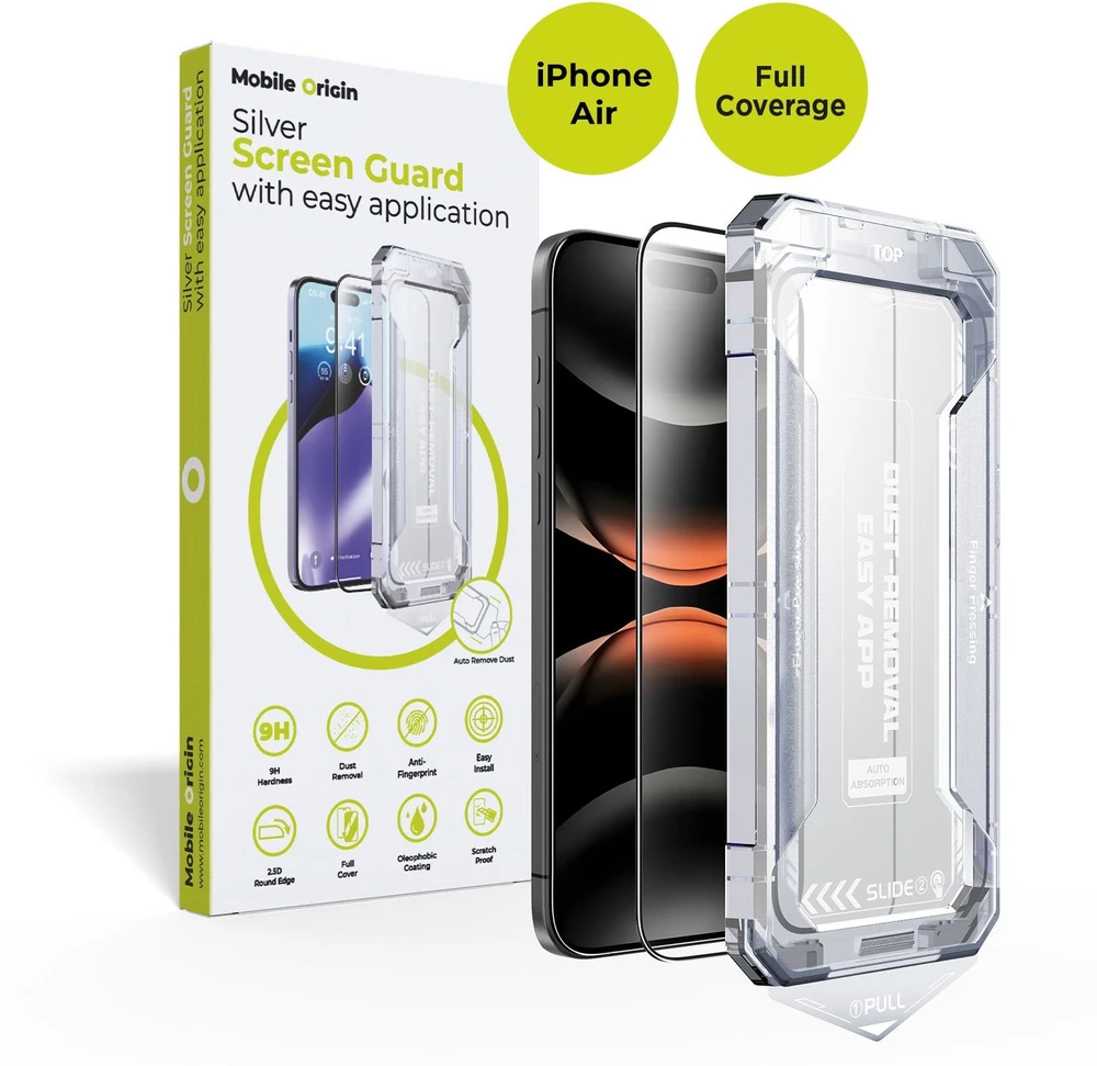 „Mobile Origin“ ekrano apsauga su lengva uždėjimu, „iPhone Air“