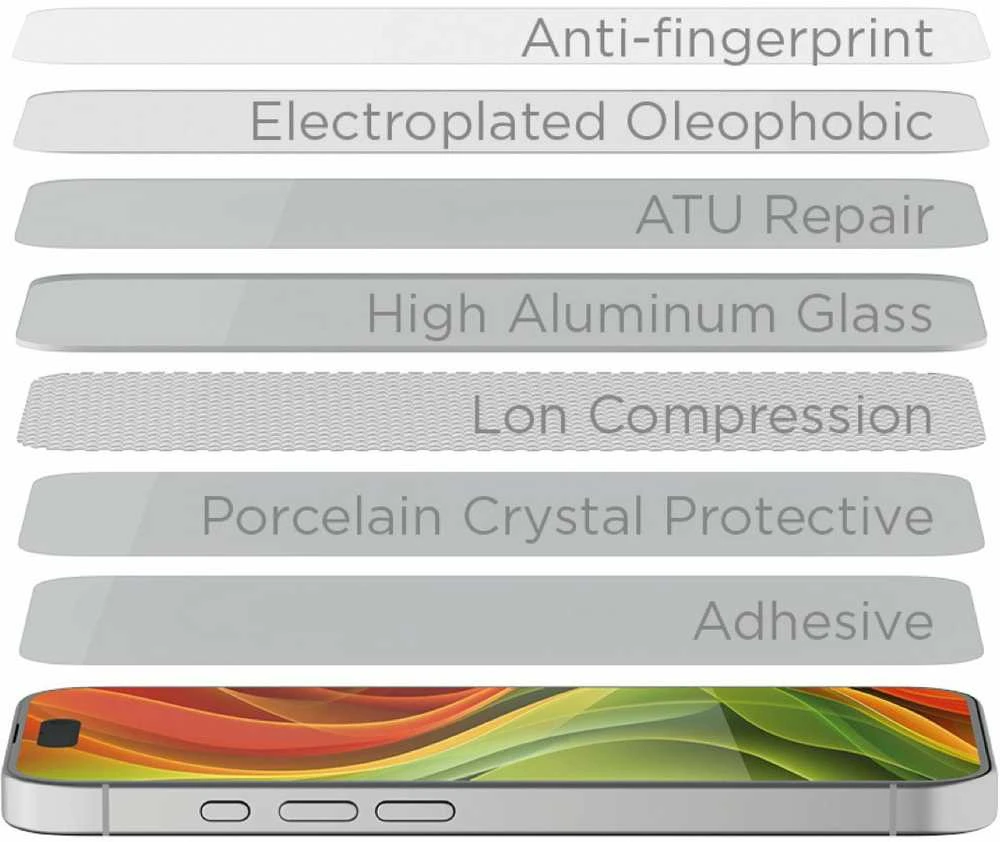 Mobile Origin Ekrano apsauga su lengvai apklijuojamu dangteliu, visiškai padengianti, 2 vnt. pakuotėje – „iPhone 17 Pro“