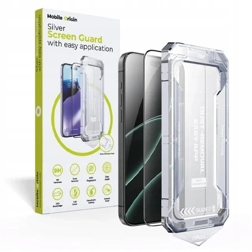 „Mobile Origin“ ekrano apsauga su paprastu uždėjimu, skirta „iPhone 17 Pro Max“.