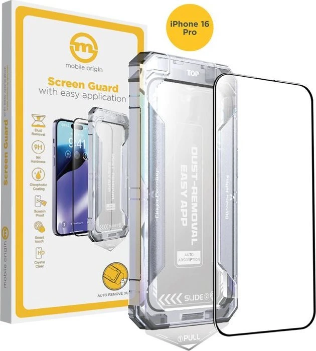 „Mobile Origin Geltona“ ekrano apsauga su paprastu uždėjimu, skirta „iPhone 16 Pro“