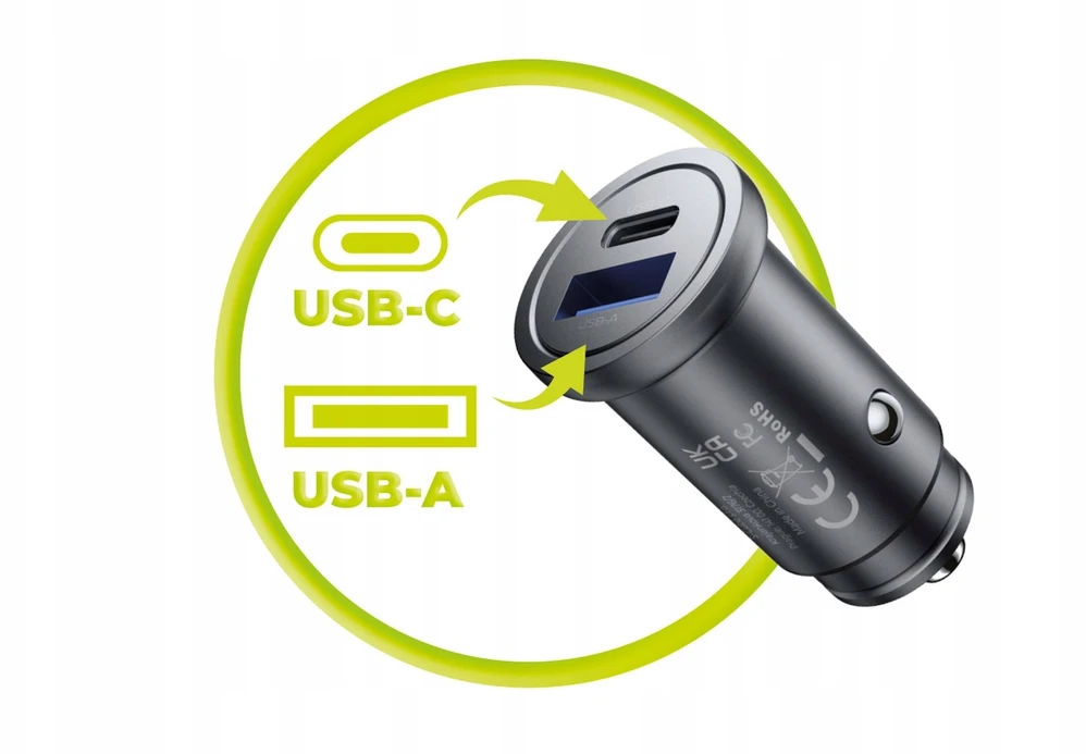 Mobile Origin metalinis automobilinis įkroviklis 30 W, CA12 - USB-C, USB-A