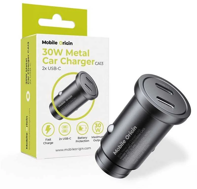Mobile Origin Metalinis automobilinis įkroviklis 30 W, CA13 - 2 x USB-C