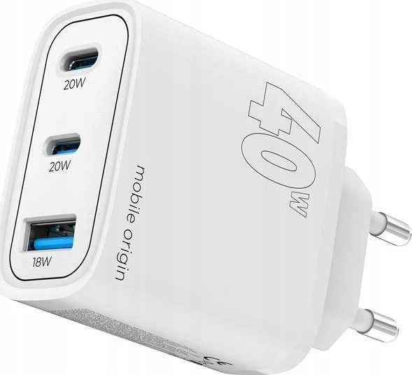 Mobile Origin GaN 40W sieninis įkroviklis MO13, 1 USB-A + 2 USB-C