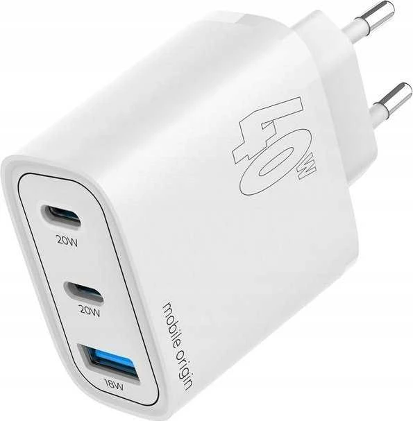 Mobile Origin GaN 40W sieninis įkroviklis MO13, 1 USB-A + 2 USB-C