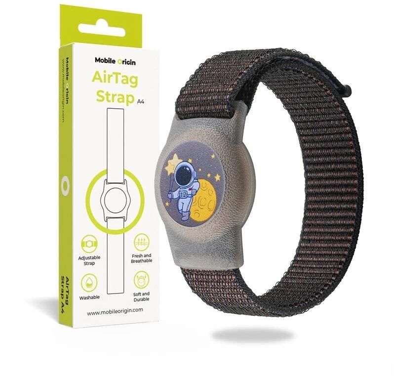 Dėklas Mobile Origin AirTag Strap, juodas cosmonaut