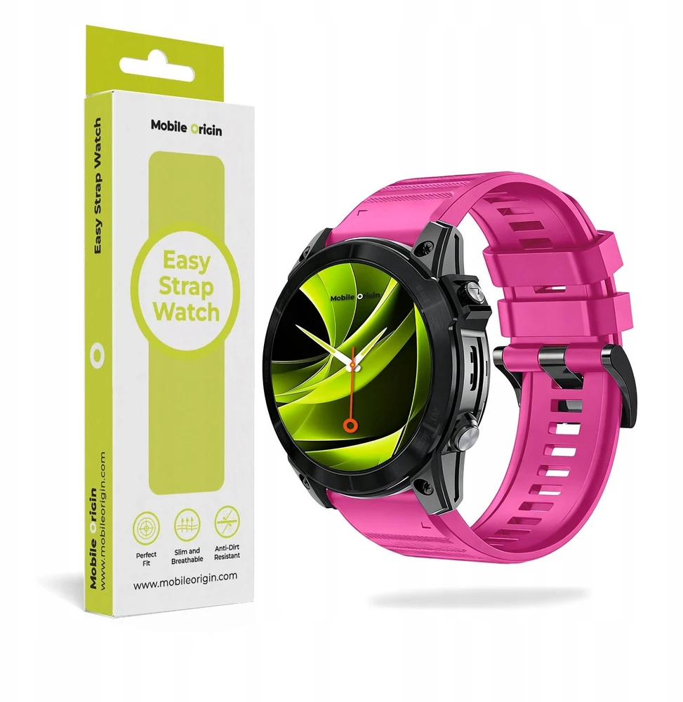 Mobile Origin Easy Strap silikoninis dirželis, skirtas Garmin ES2, 20 mm, rožinis