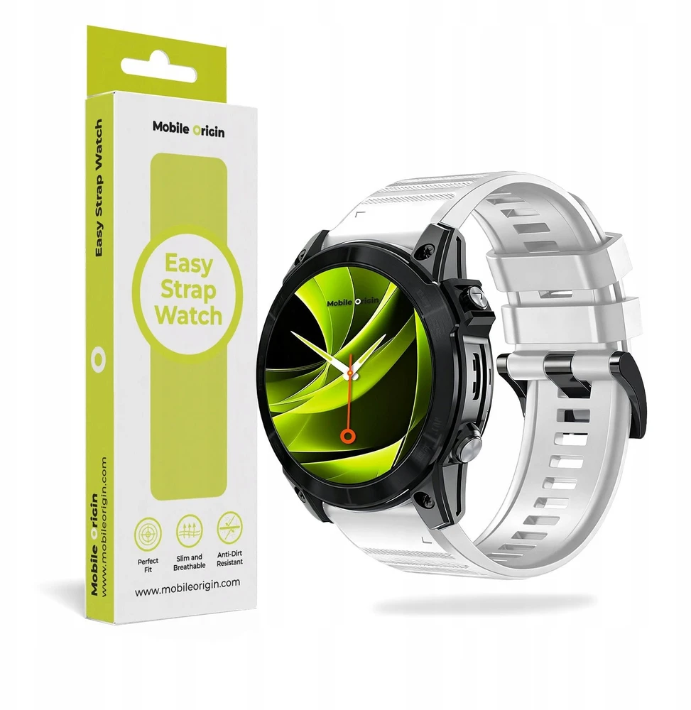 Mobile Origin Lengvai keičiamas QuickFit dirželis, skirtas Garmin ES2, 26 mm, baltas