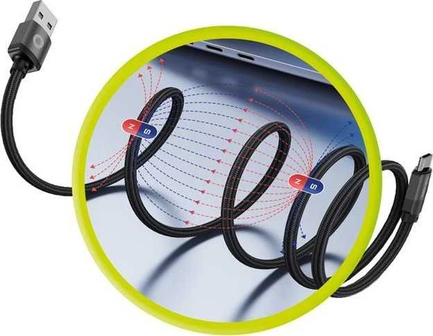 Mobile Origin Magnetinis patentuotas originalus kabelis USB-A į USB-C 1 m, juodas