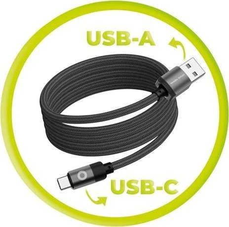 Mobile Origin Magnetinis patentuotas originalus kabelis USB-A į USB-C 1 m, juodas