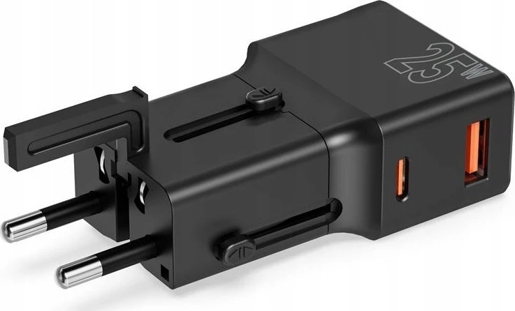 Mobile Origin Travel adapter 25W, EU/US/UK/AU, juodas