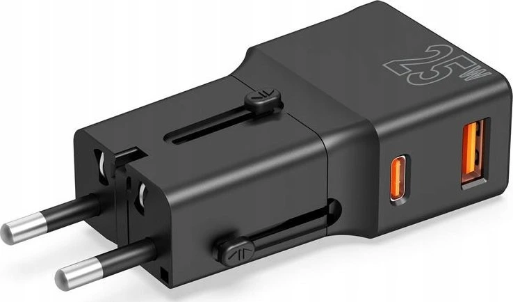 Mobile Origin Travel adapter 25W, EU/US/UK/AU, juodas