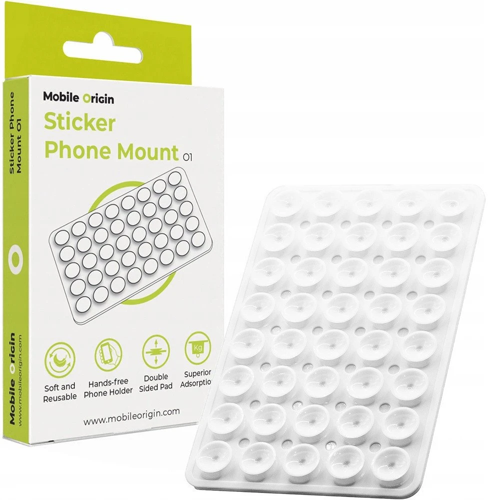„Mobile Origin“ lipdukas telefono laikiklis O1, skaidrus baltas