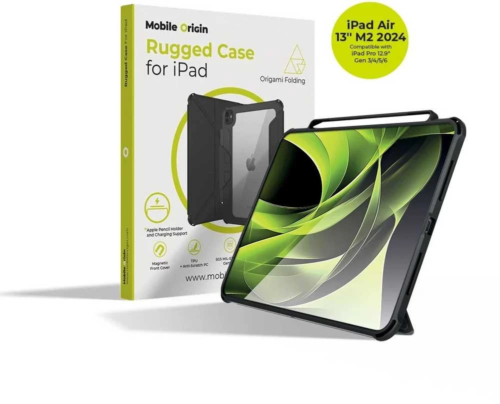 Mobile Origin tvirtas dėklas, juodas – „iPad Air 11“ (M3, 2025 / M2, 2024)