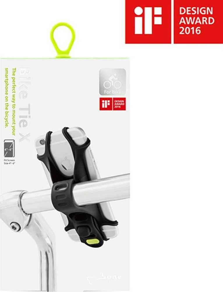 „Bone Bike Tie X“ mobiliojo telefono laikiklis, dviračio laikiklis, reguliuojamas dydis, juodas, 4–6 colių, silikonas, vairo laikiklis, juodas