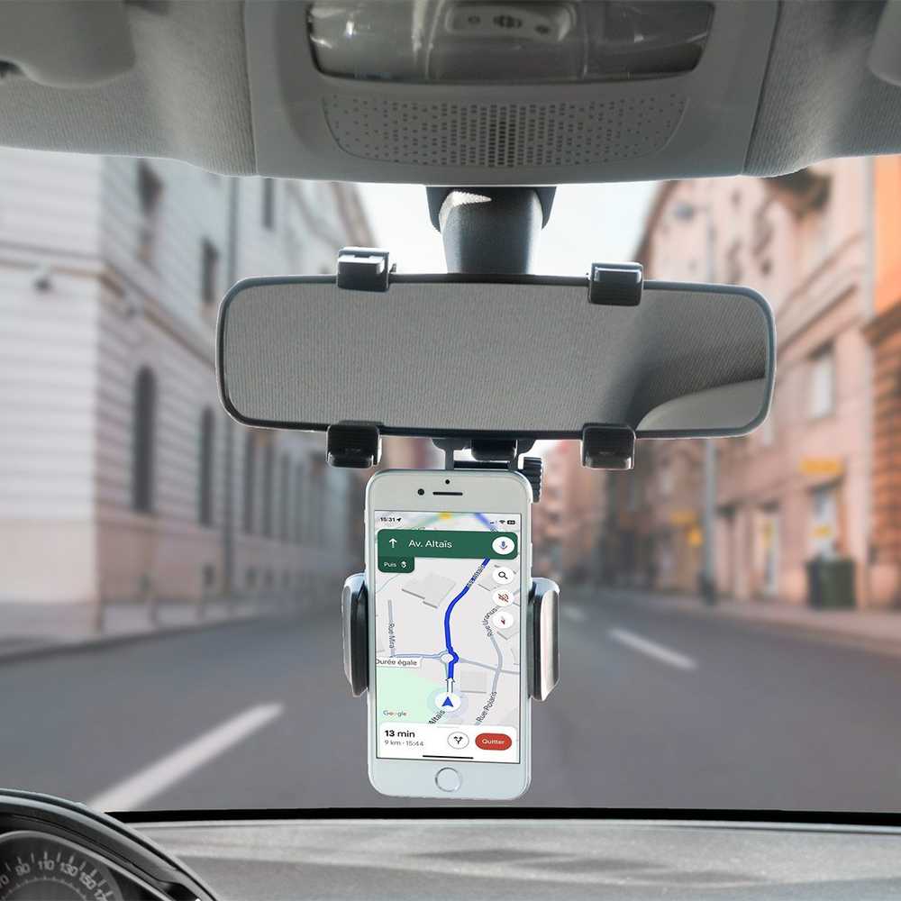 Mobilis universalus automobilio galinio veidrodėlio laikiklis išmaniajam telefonui