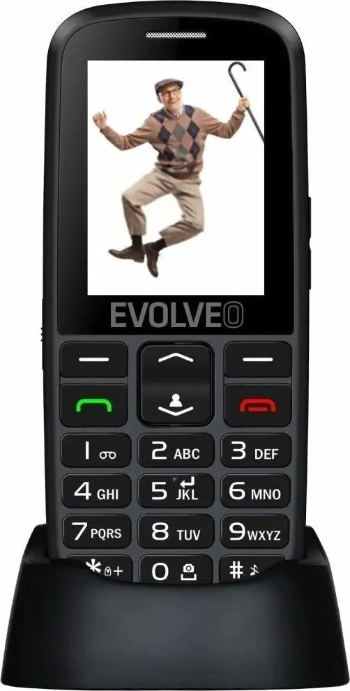 Mobilusis telefonas Evolveo EasyPhone EG mobilusis telefonas senjorams su pakroveju juoda