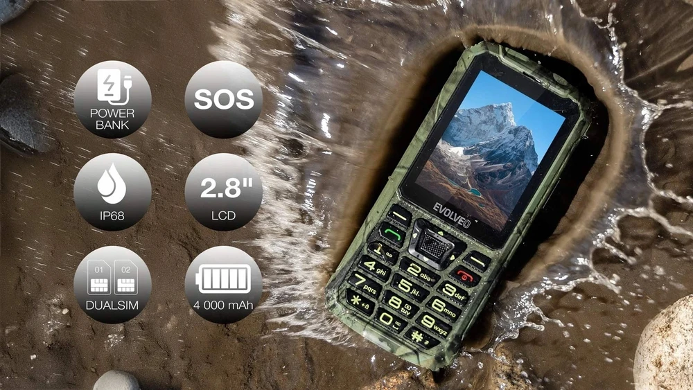 EVOLVEO StrongPhone Z6 medžioklės kamufliažas