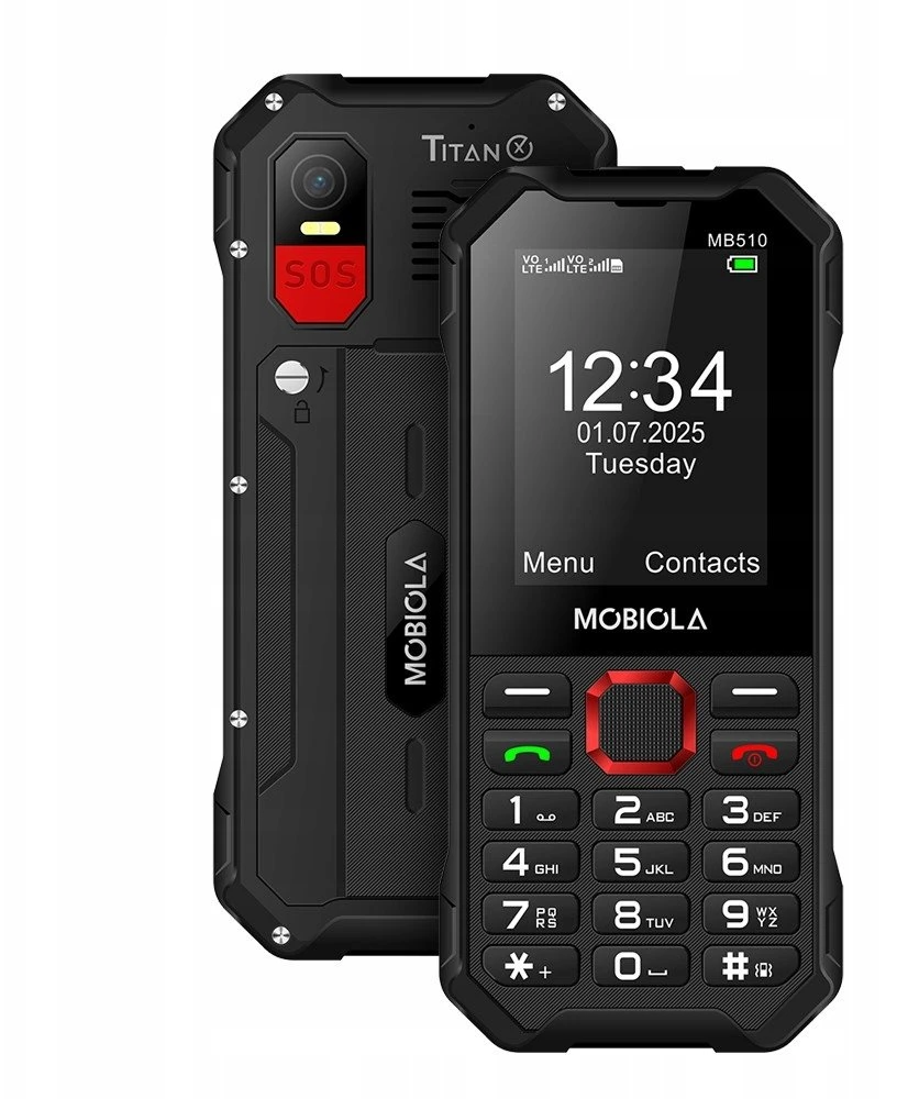 Mobilusis telefonas Mobiola telefon dla seniora MB510 TitanX 4G juoda