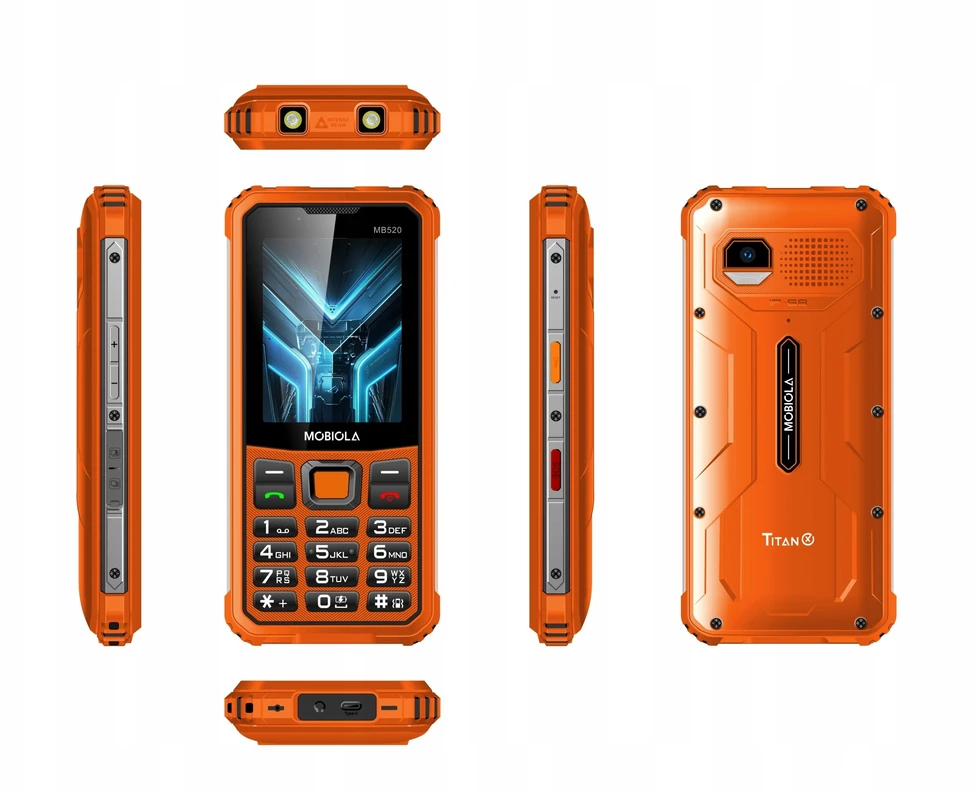 Mobilusis telefonas Mobiola telefon dla seniora MB520 TitanX 4G wzmacniany oranžinė 128MB