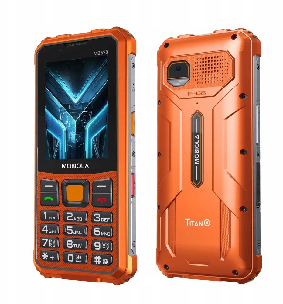 Mobilusis telefonas Mobiola telefon dla seniora MB520 TitanX 4G wzmacniany oranžinė 128MB