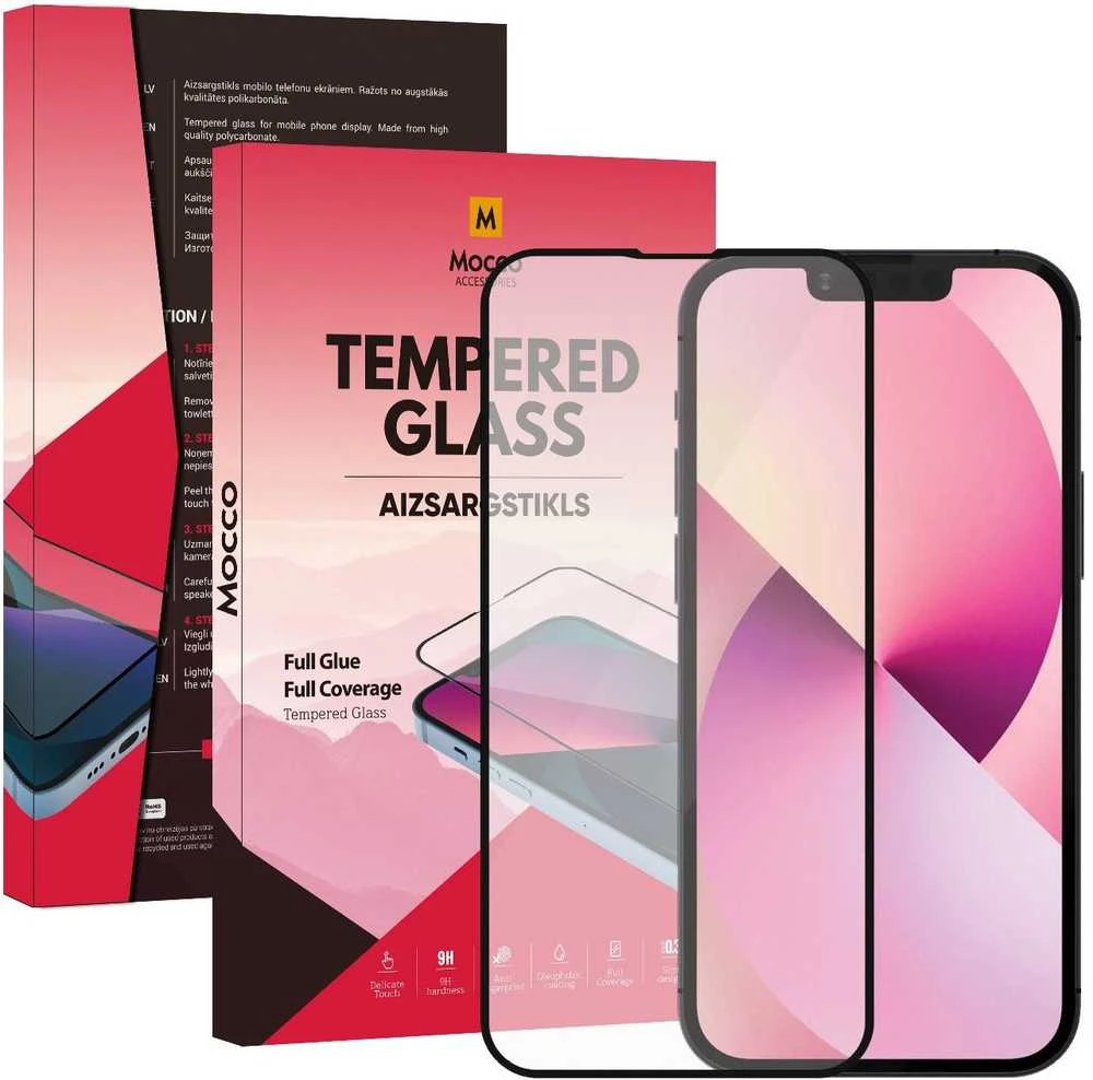 „Mocco Full Glue Signature Edition“ grūdinto stiklo pilnas padengimas su rėmeliu Apple iPhone 14 Pro Max Juodas