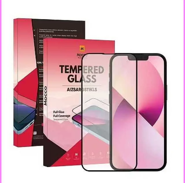 „Mocco Full Glue Signature Edition“ grūdinto stiklo apsauginis stiklas su rėmeliu, skirtas Apple iPhone 16 Plus telefonui.