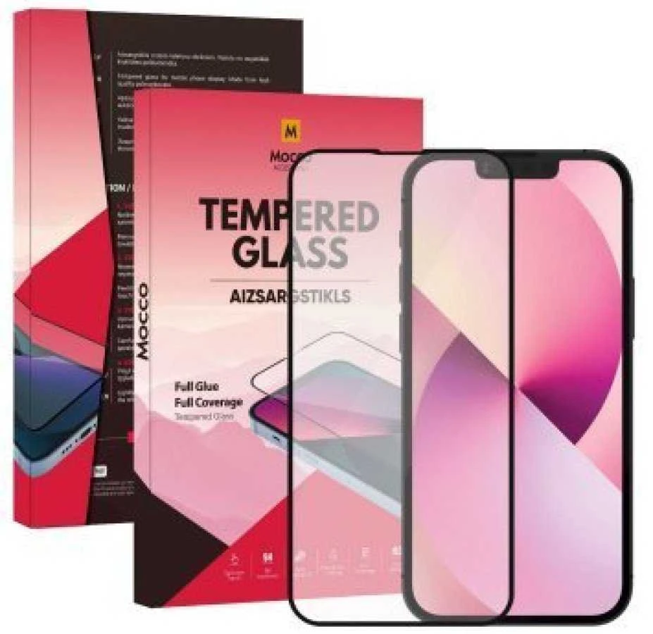 „Mocco Full Glue Signature Edition“ grūdinto stiklo apsauginis stiklas su rėmeliu, skirtas Apple iPhone 15 Pro Max, Juodas