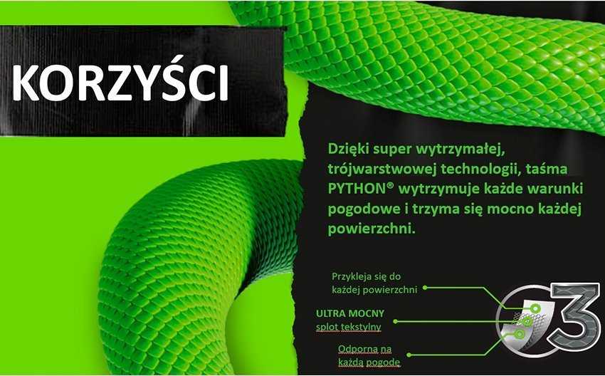 Taśma Trijų sluoksnių „Python“ remonto juosta, 9 m: 48 mm, juoda