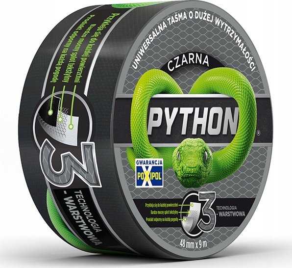 Taśma Trijų sluoksnių „Python“ remonto juosta, 9 m: 48 mm, juoda