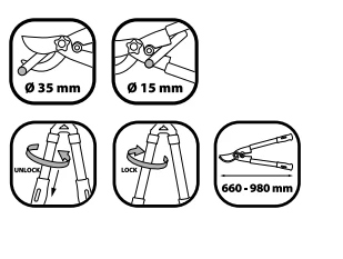 „Modeco“ teleskopinė gyvatvorių žirklės 660–980 mm (MN-08-143)