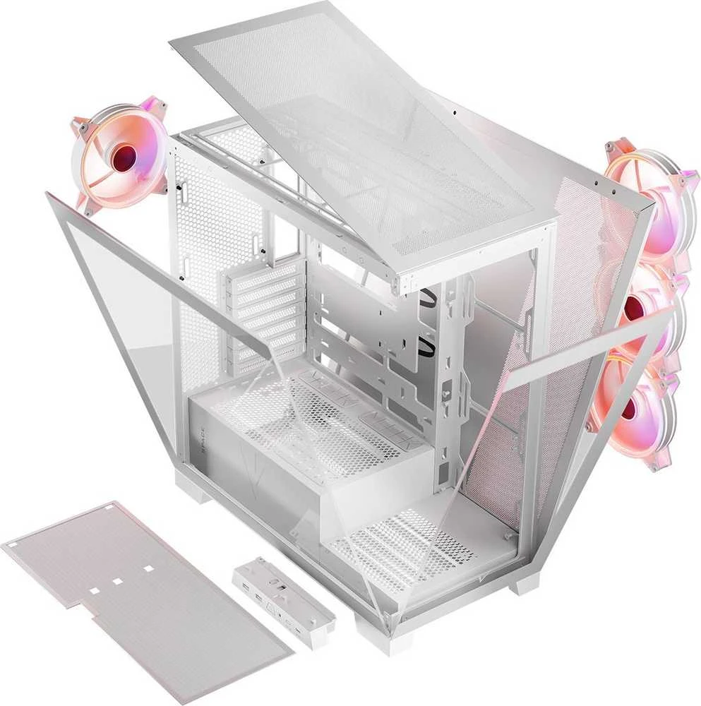 Kompiuterio Korpusas - Modecom Volcano SPACE APEX ARGB MIDI Tower Micro ATX/ATX/ITX Baltas