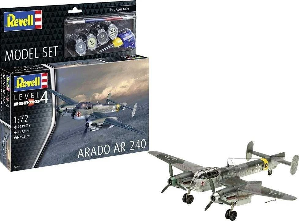 Revell Arado Ar 240 dovanų rinkinys 1:72 su dažais ir klijais (63798)