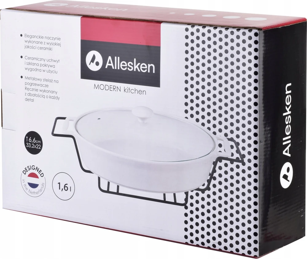 „Allesken MODERN KITCHEN“ šildytuvas 1,6 l, 33,2 x 22 x 6,6 cm, lygus, baltas