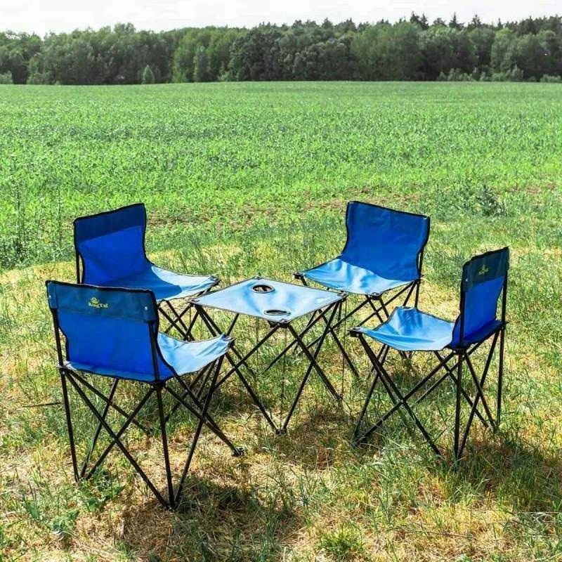 ModernHome Turistinis rinkinys – sulankstomas staliukas ir kėdės (5 vnt.)