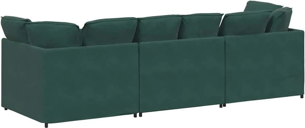 Modulinė sofa su pagalvėlėmis, aksominė, tamsiai žalia