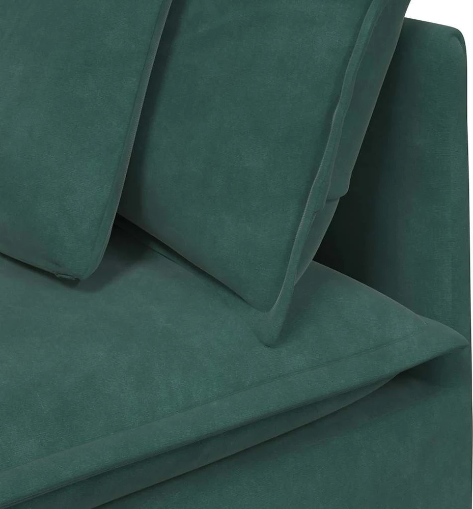 Modulinė sofa su pagalvėlėmis, aksominė, tamsiai žalia