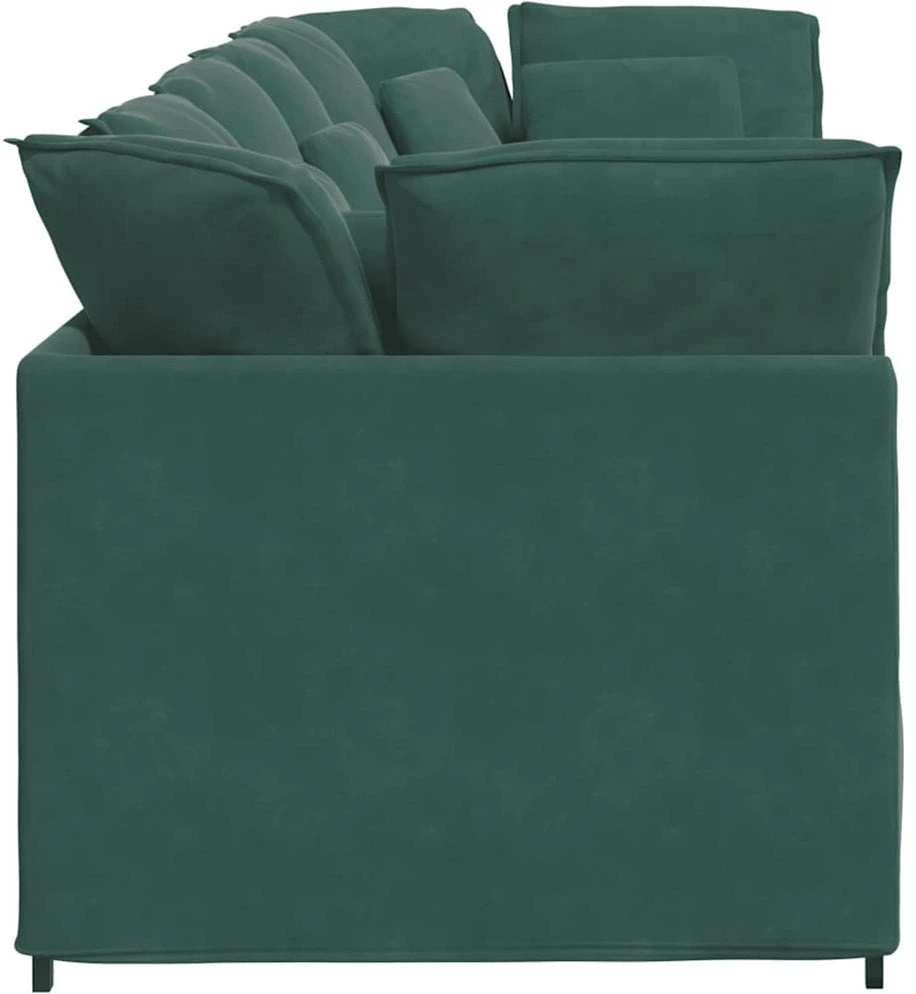 Modulinė sofa su pagalvėlėmis, aksominė, tamsiai žalia