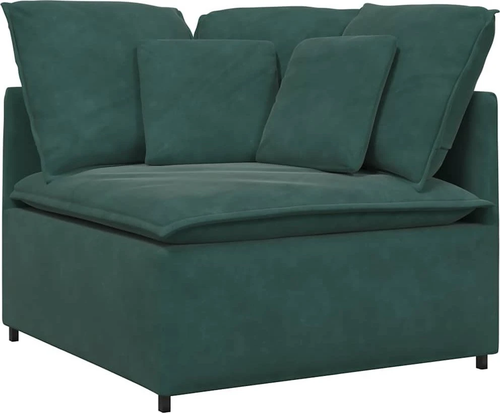 Modulinė sofa su pagalvėlėmis, aksominė, tamsiai žalia
