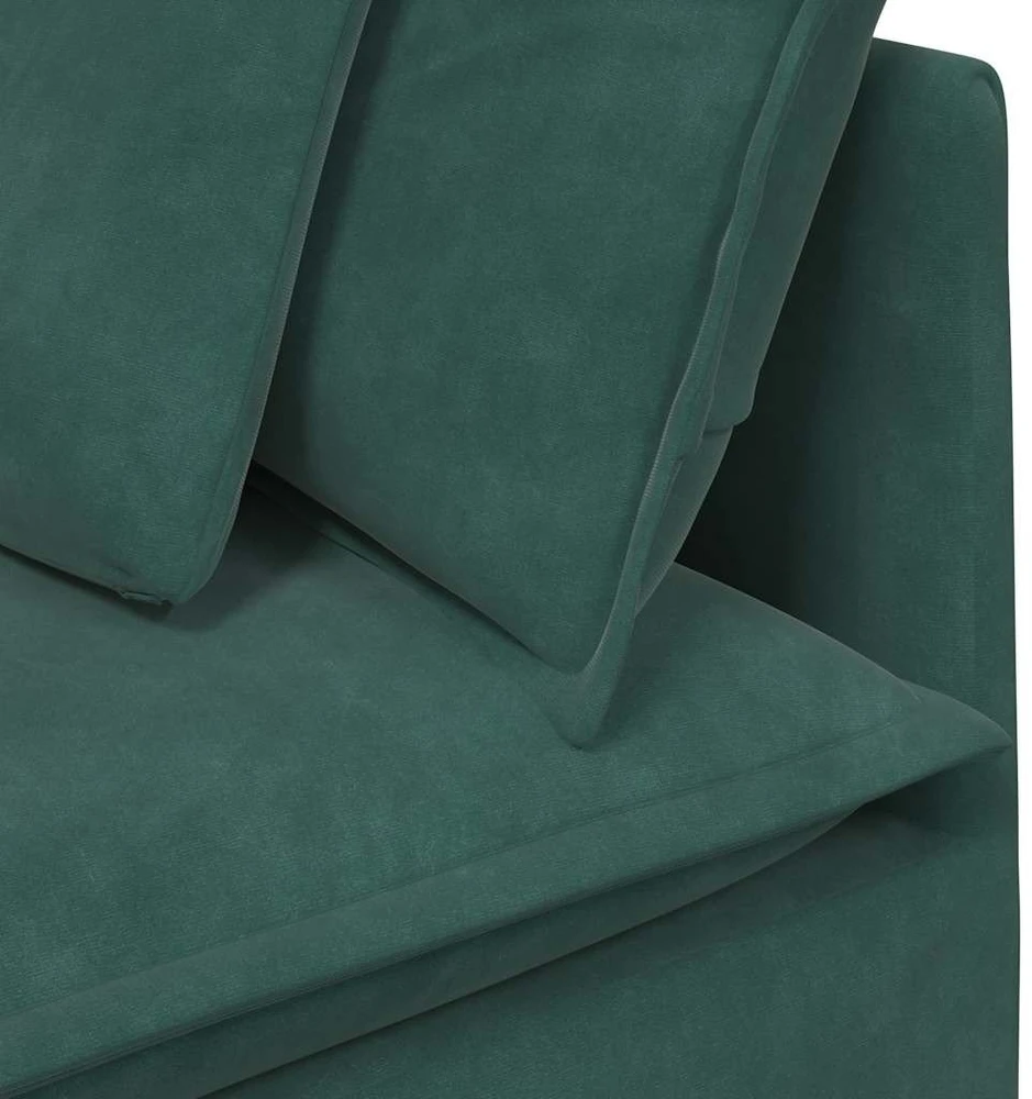 Modulinė sofa su pagalvėlėmis, aksominė, tamsiai žalia