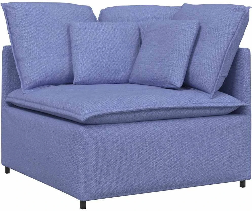 Modulinė sofa su pagalvėlėmis, audinys, džinso mėlyna