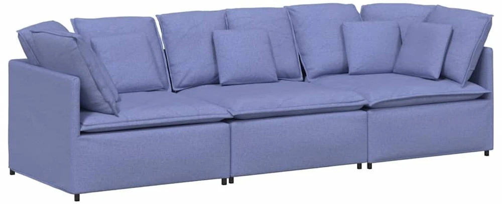 Modulinė sofa su pagalvėlėmis, audinys, džinso mėlyna
