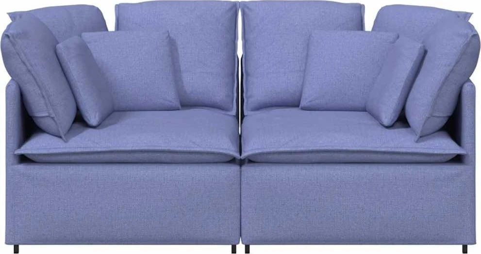 Modulinė sofa su pagalvėlėmis, audinys, džinso mėlyna